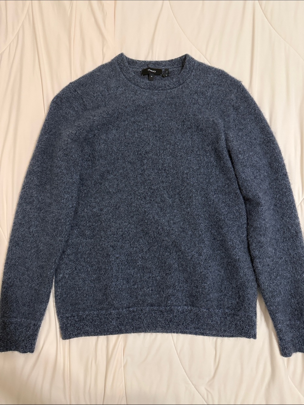 Theory Mens Gray Blue Cashmere Crewneck Sweater